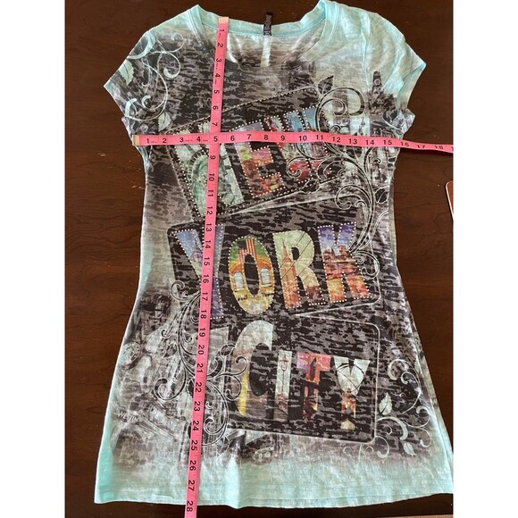 Exousia X Women’s short sleeves T-shirt rhinestone NEW YORK CITY size S like new - Picture 4 of 6